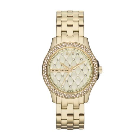 Orologio Armani Exchange solo tempo cinturino e cassa in acciaio dorato con cristalli - Orologi Donna | Stroili