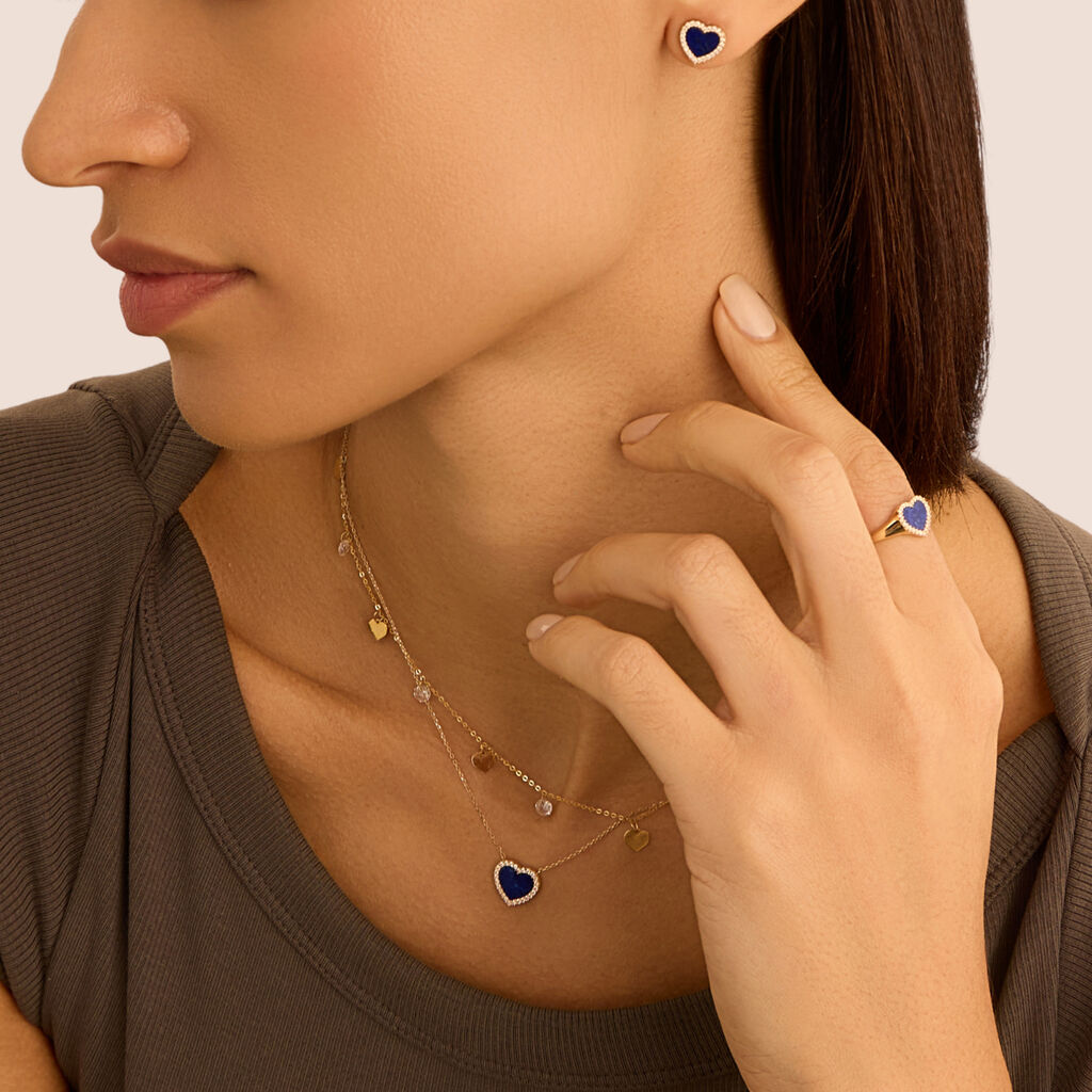 Collana Beverly Oro Giallo Lapislazzuli Cubic Zirconia