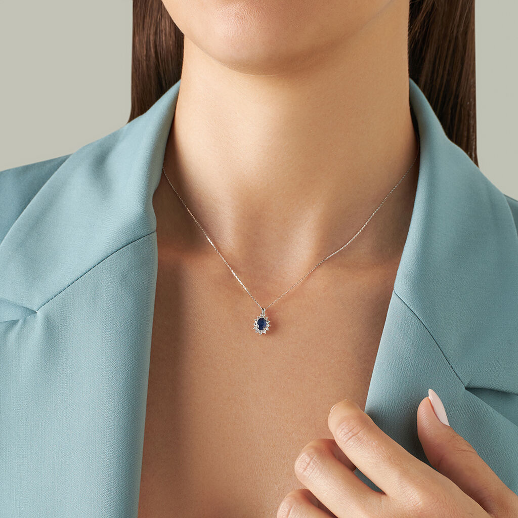 Collana Charlotte Oro Bianco Zaffiro Diamante - Collane Donna | Stroili