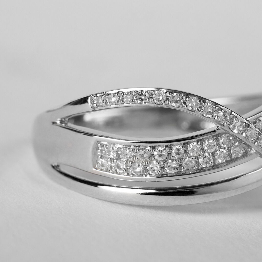 Anello Fascia Sophia Oro Bianco Diamante - Anelli a Fascia Larga Donna | Stroili