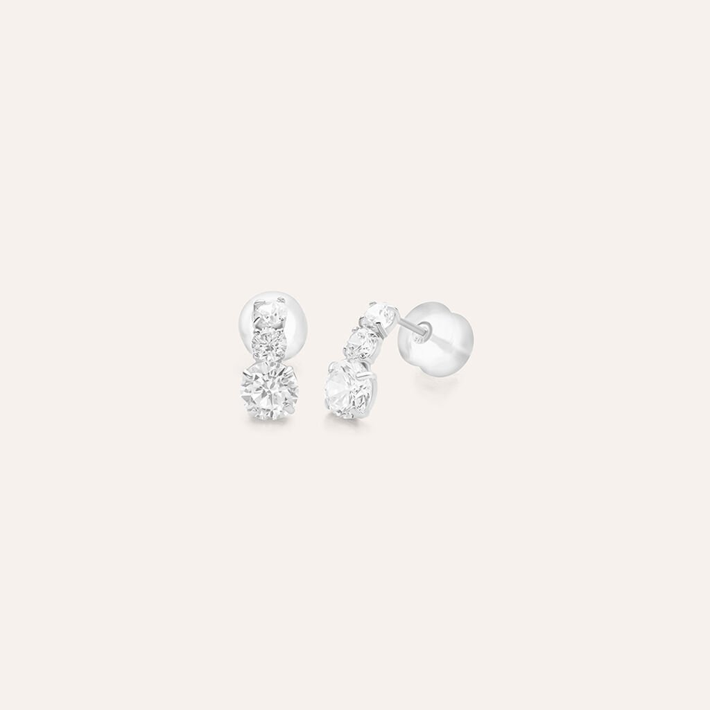 Orecchini Lobo Trilogy Bon Ton Oro Bianco Cubic Zirconia - Gioielli Donna | Stroili