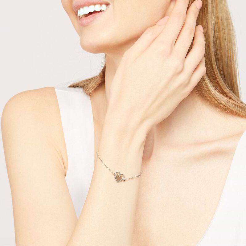 Bracciale Silver Collection Argento Bicolore Bianco / Rosa - Bracciali con Incisione Donna | Stroili