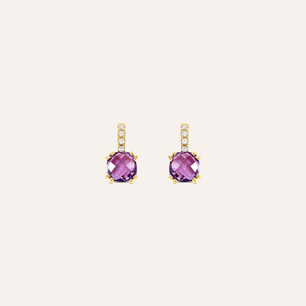 Orecchini Lobo Punto Luce Amélie Oro Giallo Ametista Cubic Zirconia - Orecchini a Lobo Donna | Stroili