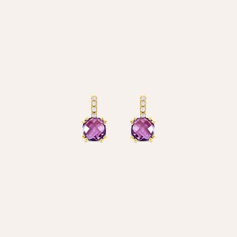 Orecchini Lobo Punto Luce Amélie Oro Giallo Ametista Cubic Zirconia - Orecchini a Lobo Donna | Stroili
