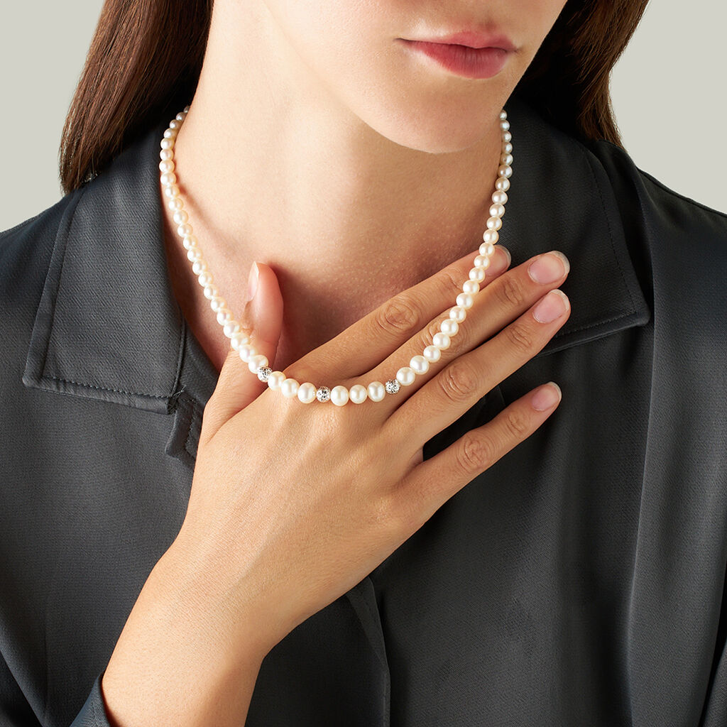 Collana Gabrielle Oro Bianco Perla D'Acqua Dolce - Collane Donna | Stroili
