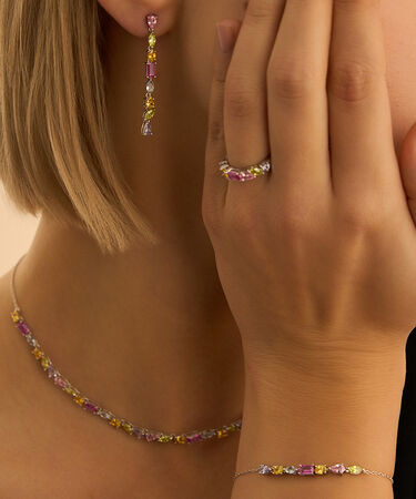 Orecchini Pendenti Silver Rainbow Argento Rodiato Cubic Zirconia