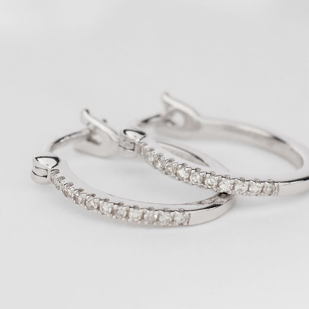 Orecchini A Cerchio Grace Oro Bianco Diamante - Orecchini a Cerchio Donna | Stroili