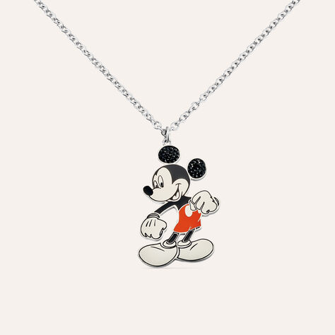 Collana lunga in acciaio con ciondolo Topolino e strass neri - Collane Donna | Stroili