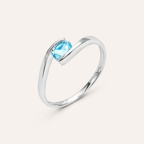 Anello Solitario Amélie Oro Bianco Topazio - Anelli con Pietre Donna | Stroili