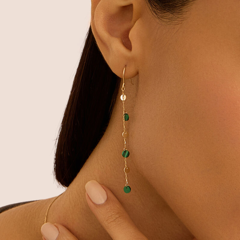 Orecchini Pendenti Beverly Oro Giallo Malachite - Orecchini Pendenti Donna | Stroili
