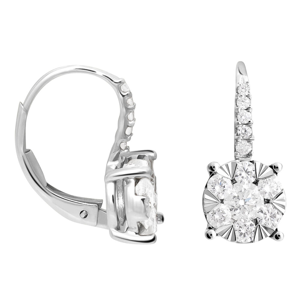 Orecchini Lobo Punto Luce Petali Oro Bianco Diamante - Orecchini a Lobo Donna | Stroili