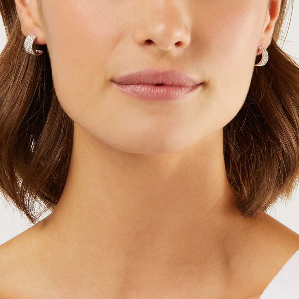 Orecchini Lobo Claire Oro Bianco Cubic Zirconia - Orecchini a Lobo Donna | Stroili