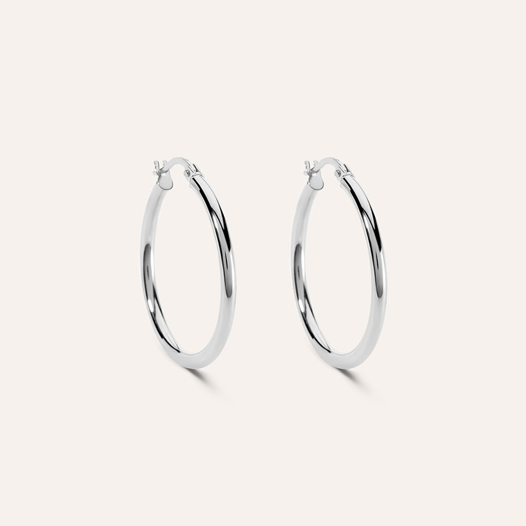 Orecchini A Cerchio Toujours Oro Bianco - Orecchini a Cerchio Donna | Stroili
