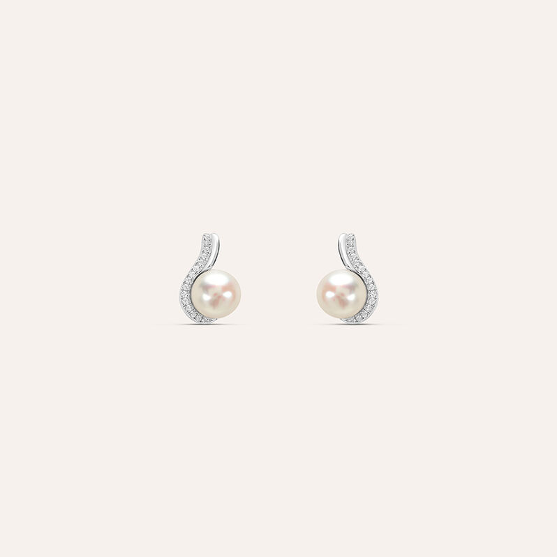 Orecchini Lobo Silver Pearls Argento Rodiato Cubic Zirconia Perla sintentica - Orecchini a Lobo Donna | Stroili