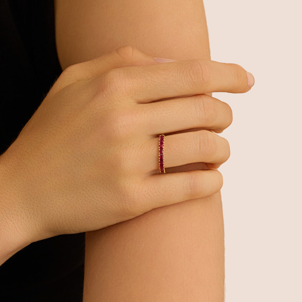 Anello Riviere Charlotte Oro Giallo Rubino