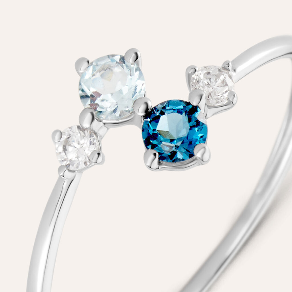 Anello Contrarie Am&eacute;lie Oro Bianco Topazio Cubic Zirconia