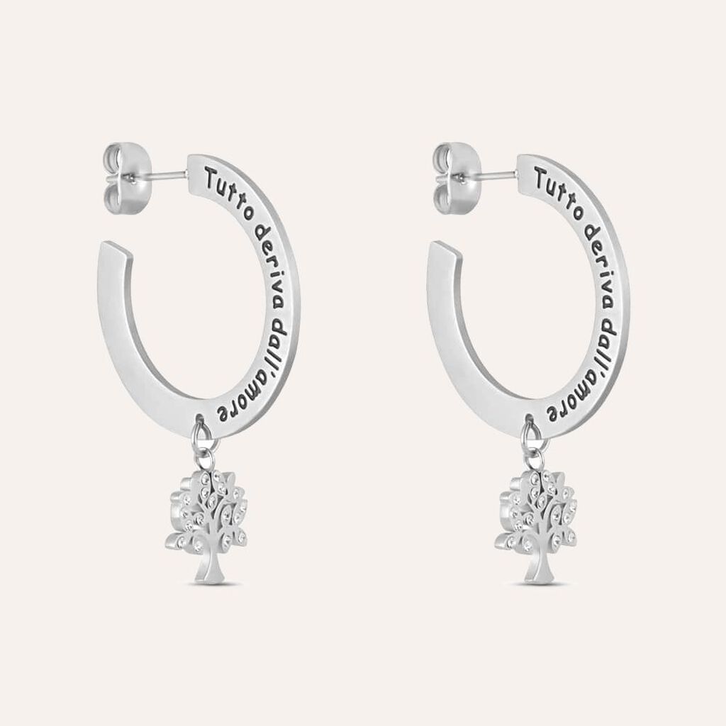 Orecchini A Cerchio Sunrise Acciaio Cristallo