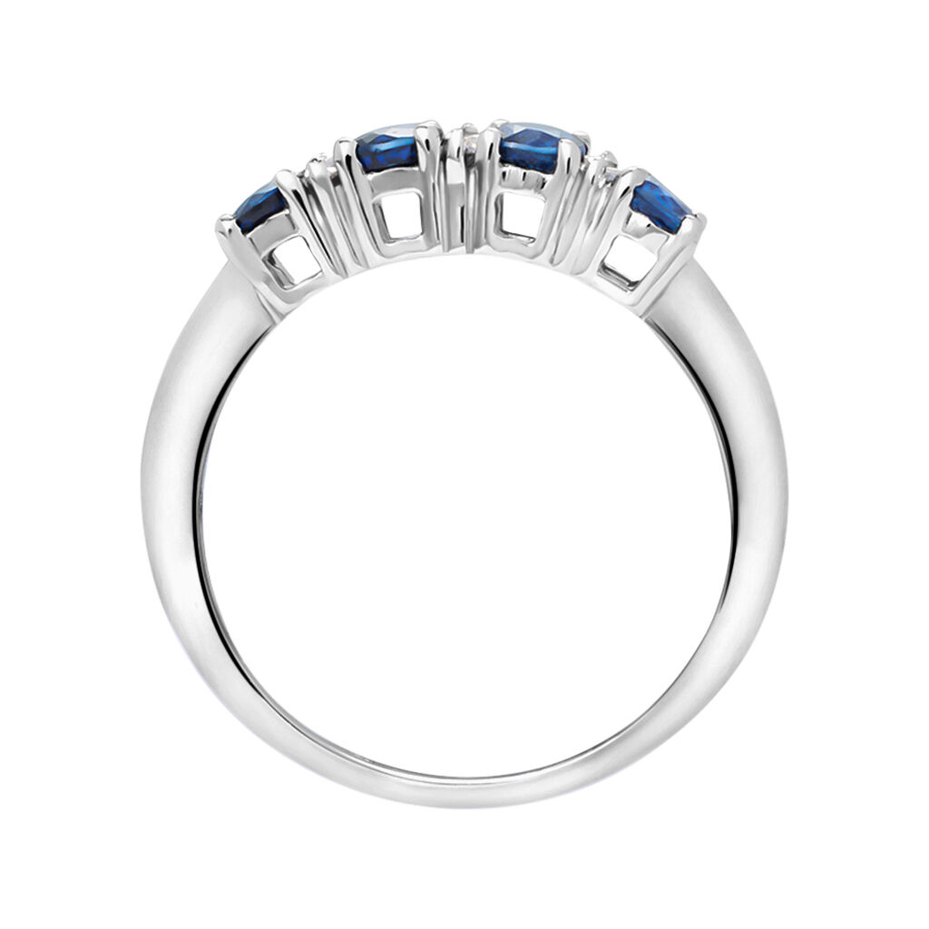 Anello Riviere Elizabeth Crown Oro Bianco Zaffiro Diamante - Anelli Riviere Donna | Stroili