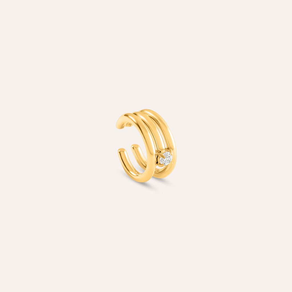 Ear Cuff Radiance Acciaio Dorato Cubic Zirconia