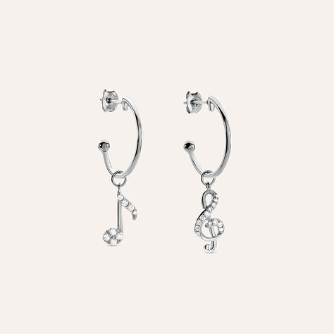 Orecchini Spaiati Silver Moments Argento Rodiato Cubic Zirconia - Orecchini a Cerchio Donna | Stroili