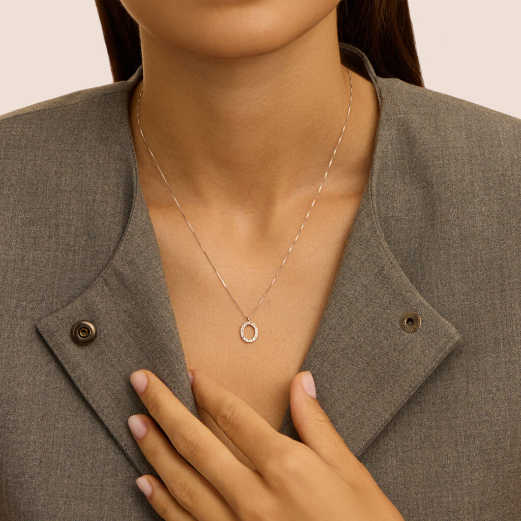 Collana Diamond Letters Oro Bianco Diamante