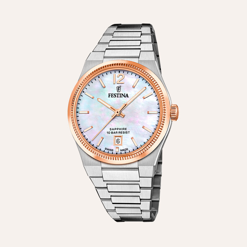 Orologio Al Quarzo Festina Swiss Made Riv&eacute; F20066/1 - Orologi con Datario Donna | Stroili