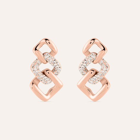 Orecchini Pendenti Aura Acciaio Rosa Cristallo - Orecchini Pendenti Donna | Stroili
