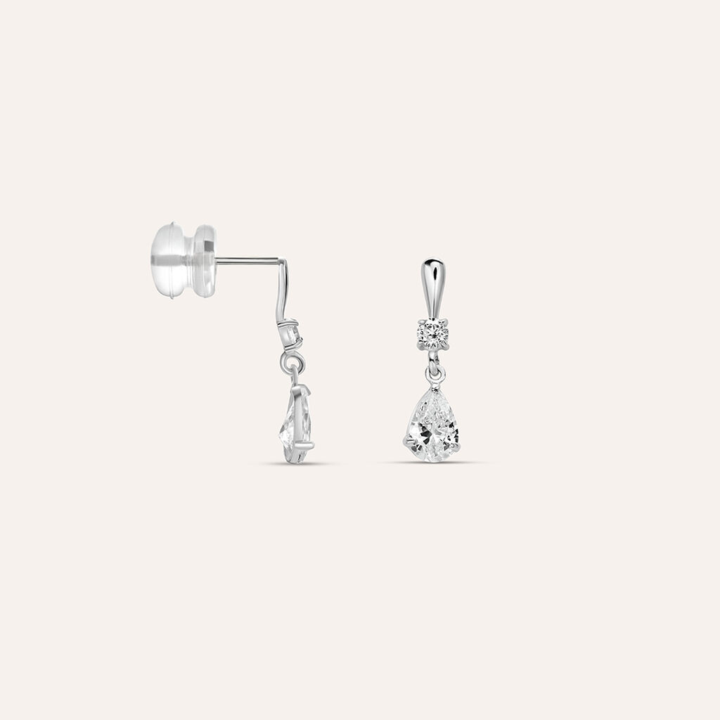 Orecchini Lobo Bon Ton Oro Bianco Cubic Zirconia - Orecchini a Lobo Donna | Stroili