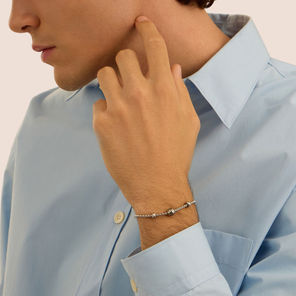 Bead Essential Code Acciaio Bicolore Bianco / Nero