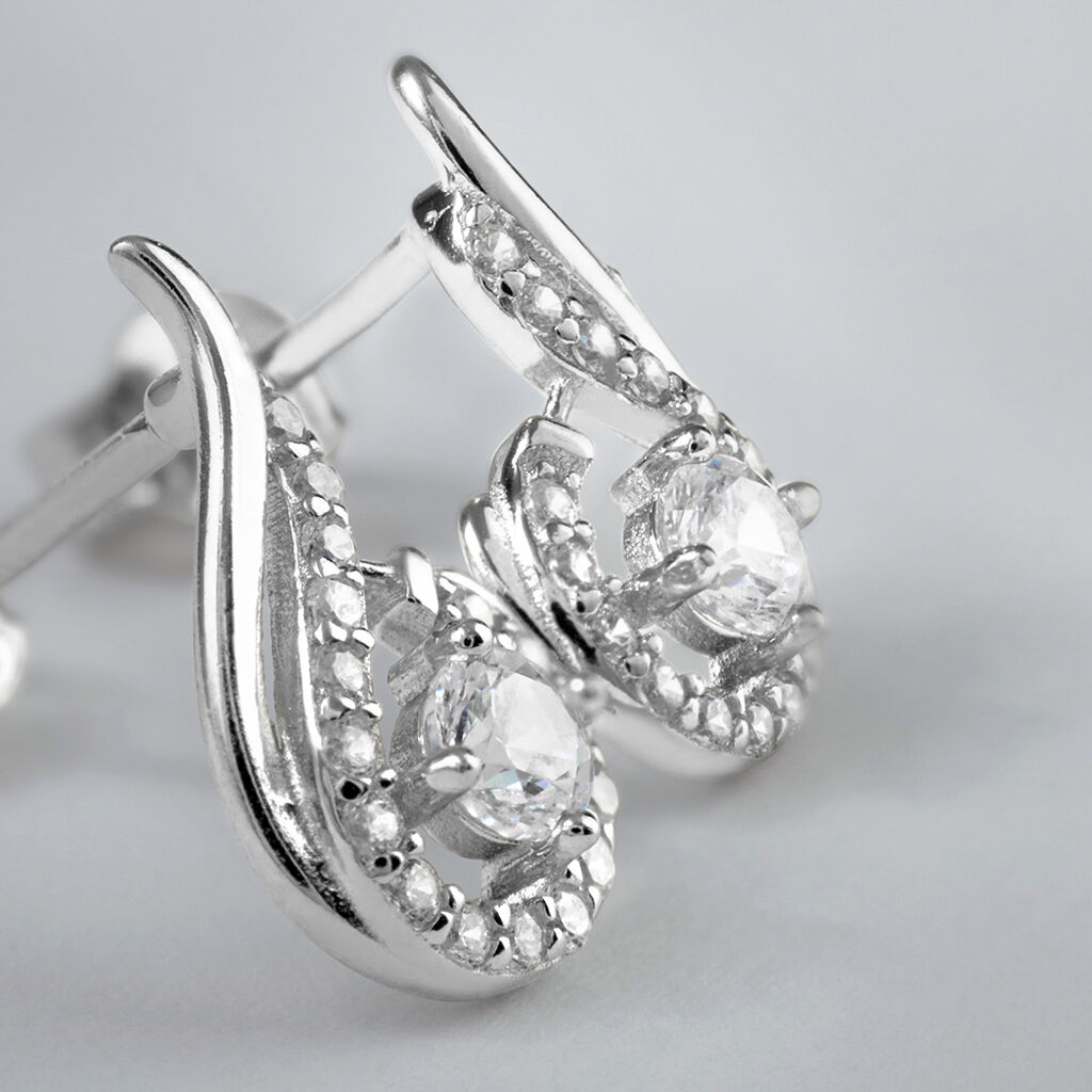 Orecchini Lobo Silver Elegance Argento Rodiato Cubic Zirconia - Orecchini a Lobo Donna | Stroili