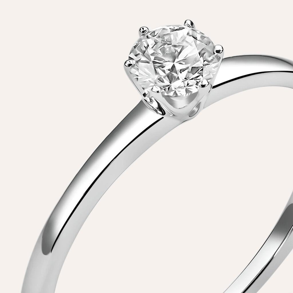 Anello Solitario Diamade Oro Bianco Diamante Lab-Grown