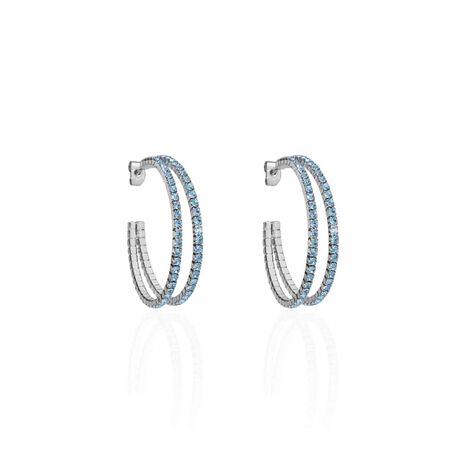 Orecchini a cerchio in metallo rodiato e cristalli - Orecchini a Cerchio Donna | Stroili