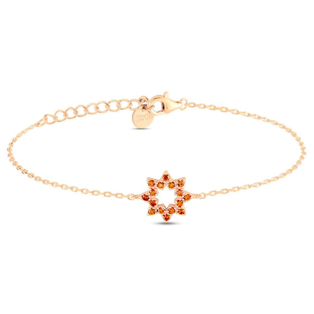 Bracciale sole in argento rosato e zirconi arancioni - Bracciali Amicizia Donna | Stroili
