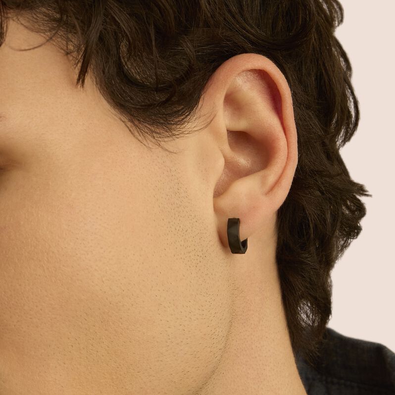 Mono Orecchino A Cerchio Man Code Acciaio Nero - Mono Orecchino Uomo | Stroili