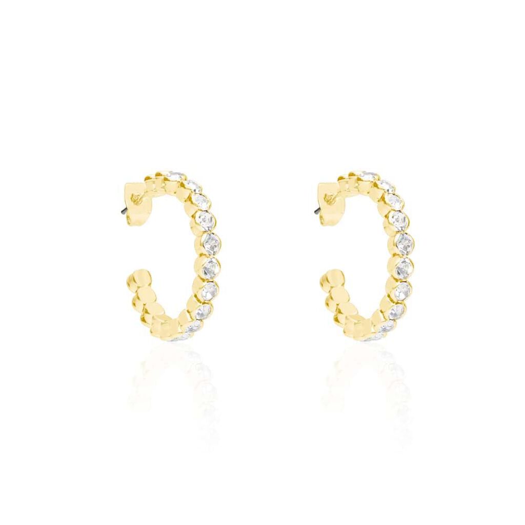 Orecchini a cerchio in metallo dorato e cristalli