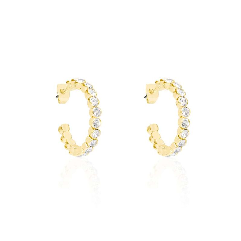 Orecchini a cerchio in metallo dorato e cristalli - Orecchini a Cerchio Donna | Stroili