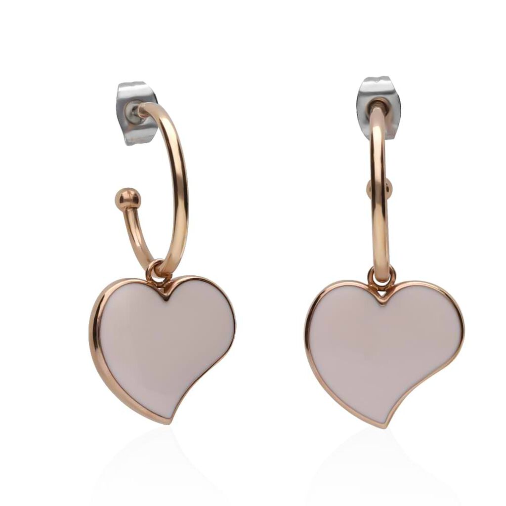 Orecchini cerchio con cuore pendente bianco