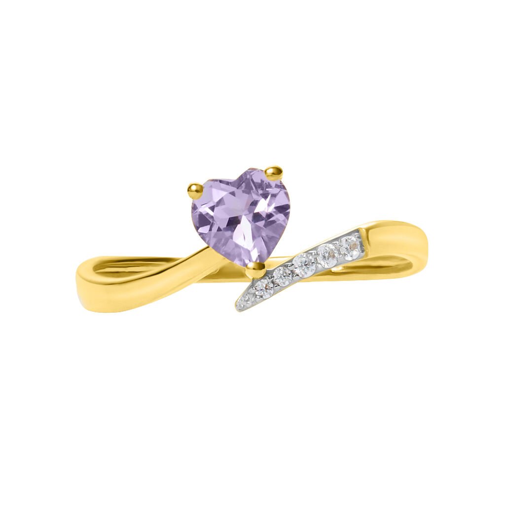 Anello Solitario Amélie Oro Giallo Ametista Cubic Zirconia - Anelli con Pietre Donna | Stroili