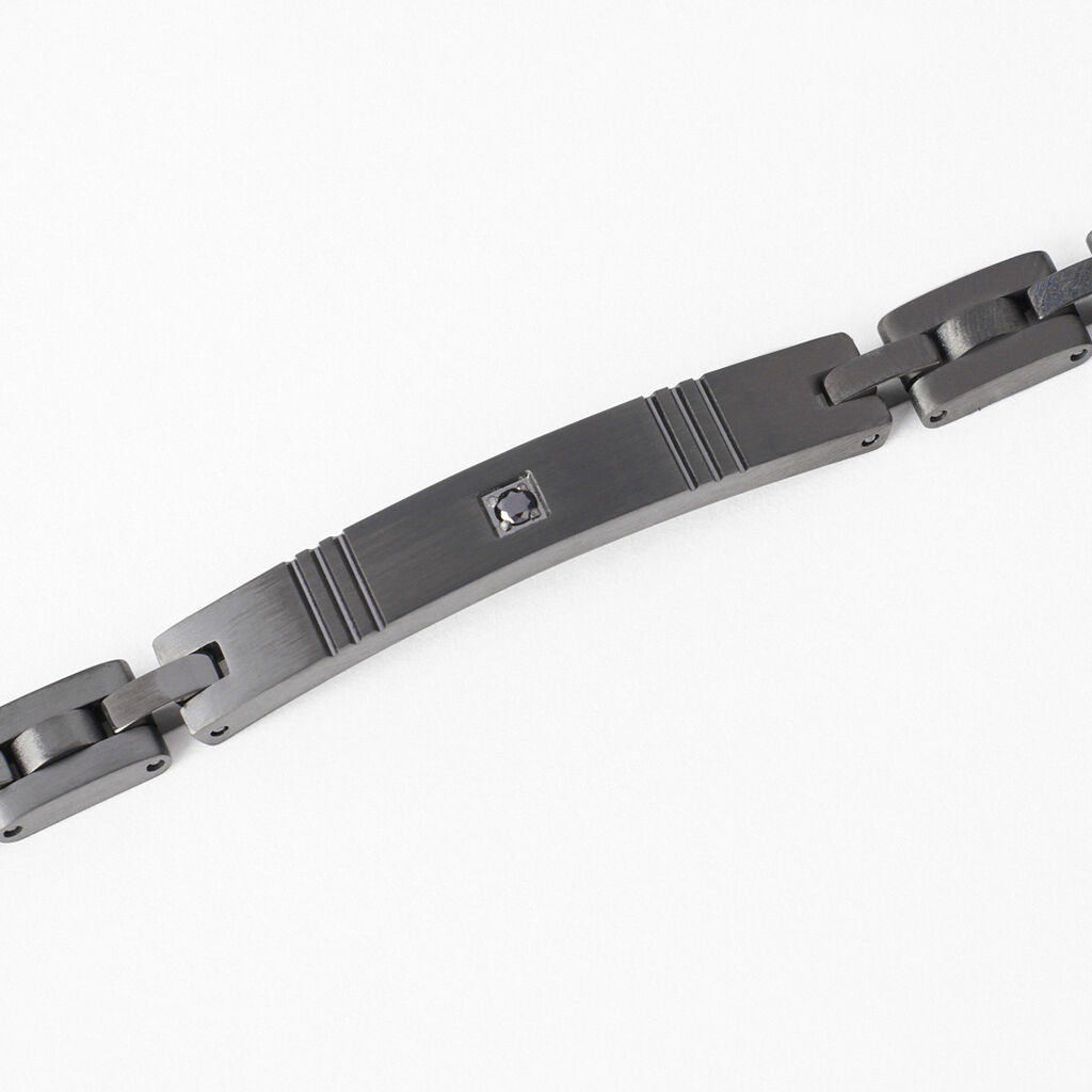Bracciale Man Code Acciaio Nero Cristallo