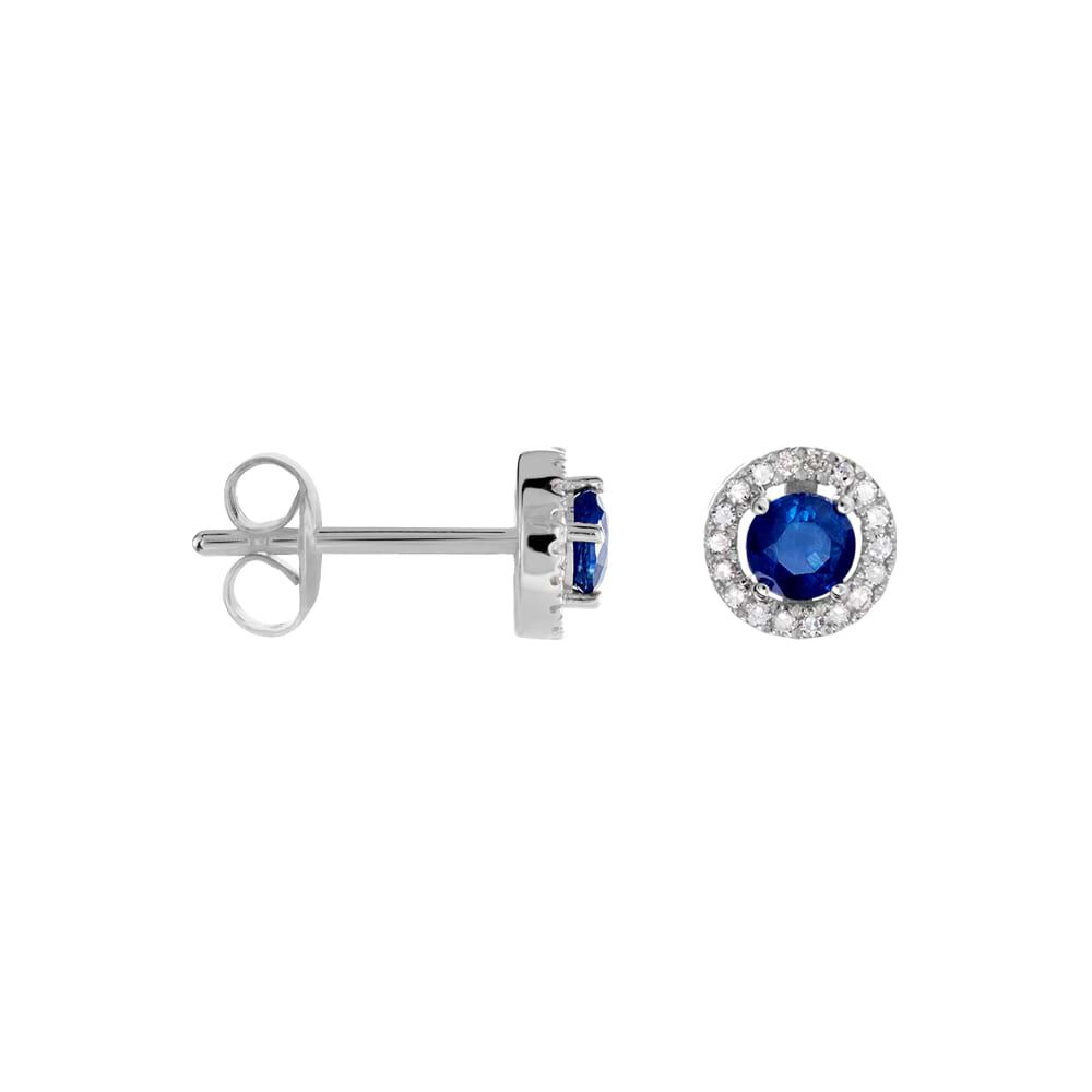 Orecchini Lobo Punto Luce Charlotte Oro Bianco Zaffiro Diamante