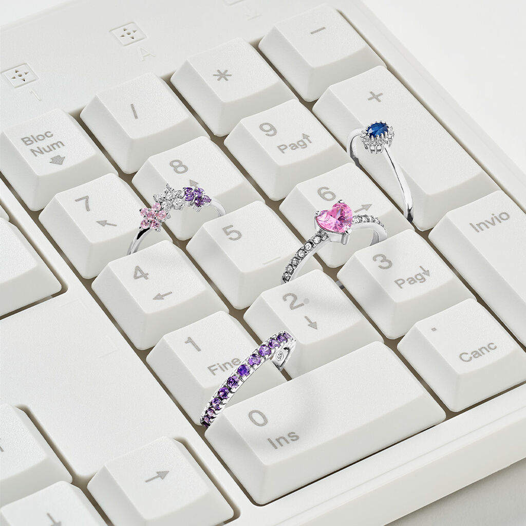 Anello Solitario Kate Charlotte Oro Bianco Zaffiro Diamante