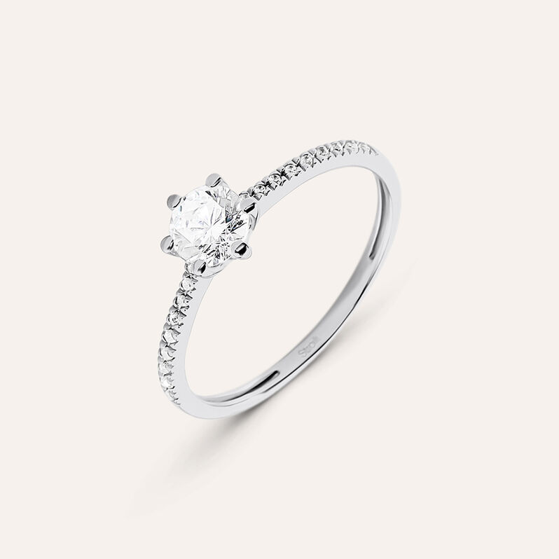 Anello Solitario Claire Oro Bianco Cubic Zirconia - Anelli con Pietre Donna | Stroili