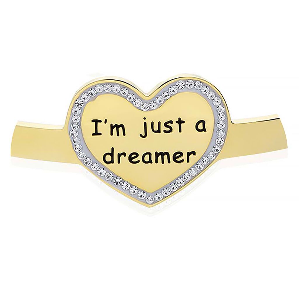 Bangle I'm just a dreamer in acciaio dorato e strass
