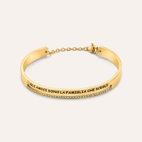 Bangle Lady Message Acciaio Dorato Cristallo - Bracciali Rigidi Donna | Stroili