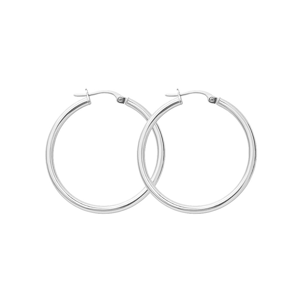 Orecchini A Cerchio Toujours Oro Bianco - Orecchini a Cerchio Donna | Stroili
