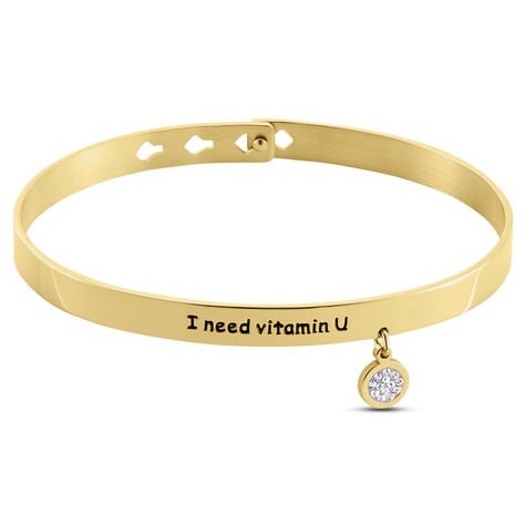 Bangle Lady Message Acciaio Dorato Love e Cristalli - Bracciali Donna | Stroili