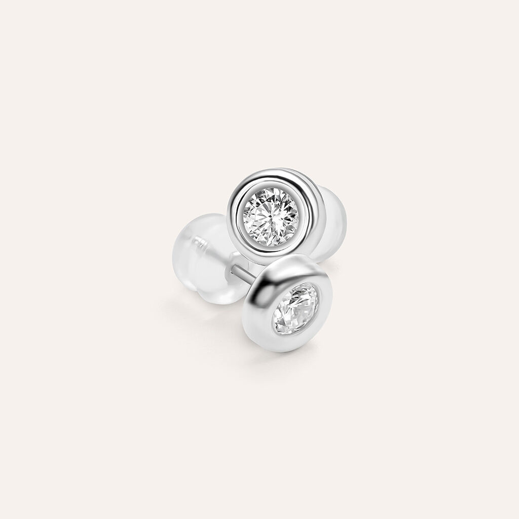 Orecchini Lobo Punto Luce Bon Ton Oro Bianco Cubic Zirconia - Orecchini a Lobo Donna | Stroili