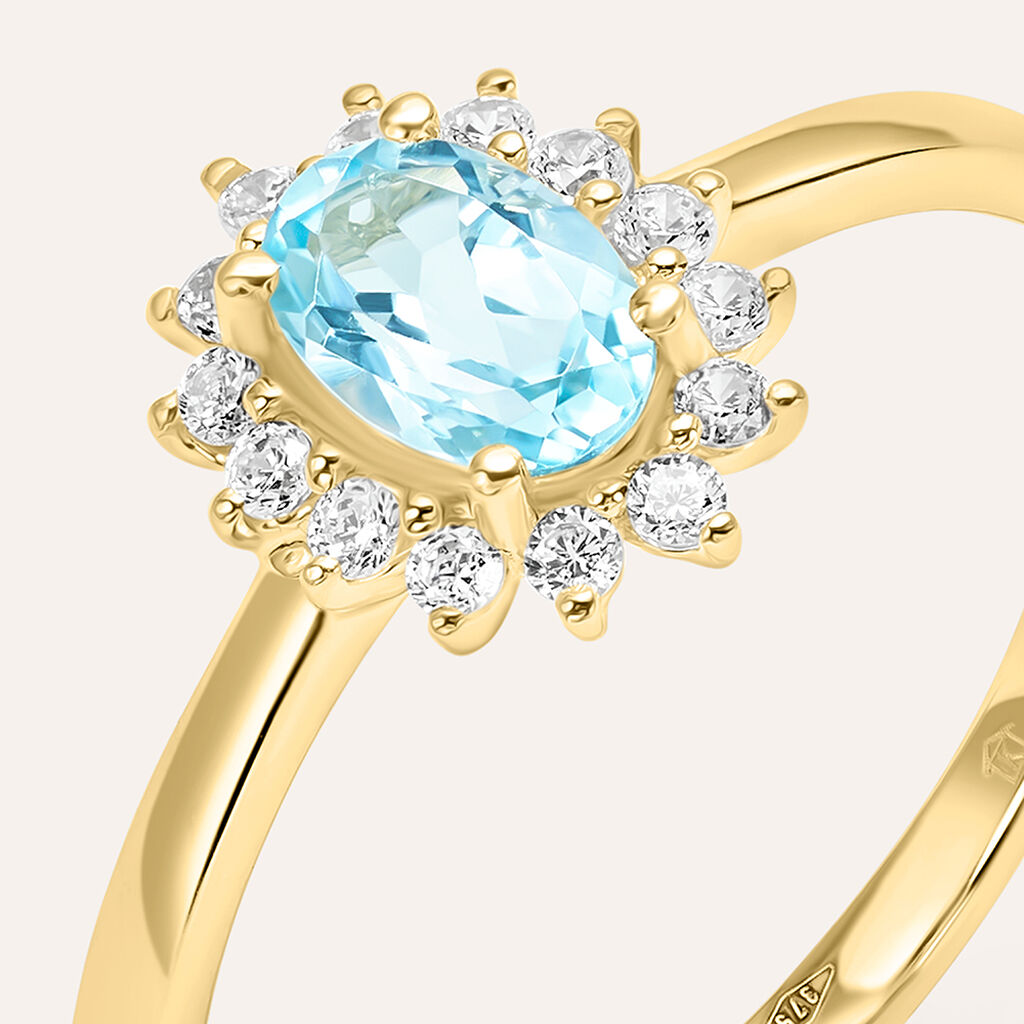 Anello Solitario Kate Am&eacute;lie Oro Giallo Topazio Cubic Zirconia