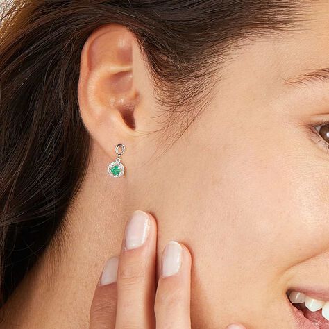 Orecchini Lobo Punto Luce Elizabeth Crown Oro Bianco Smeraldo Diamante - Orecchini a Lobo Donna | Stroili
