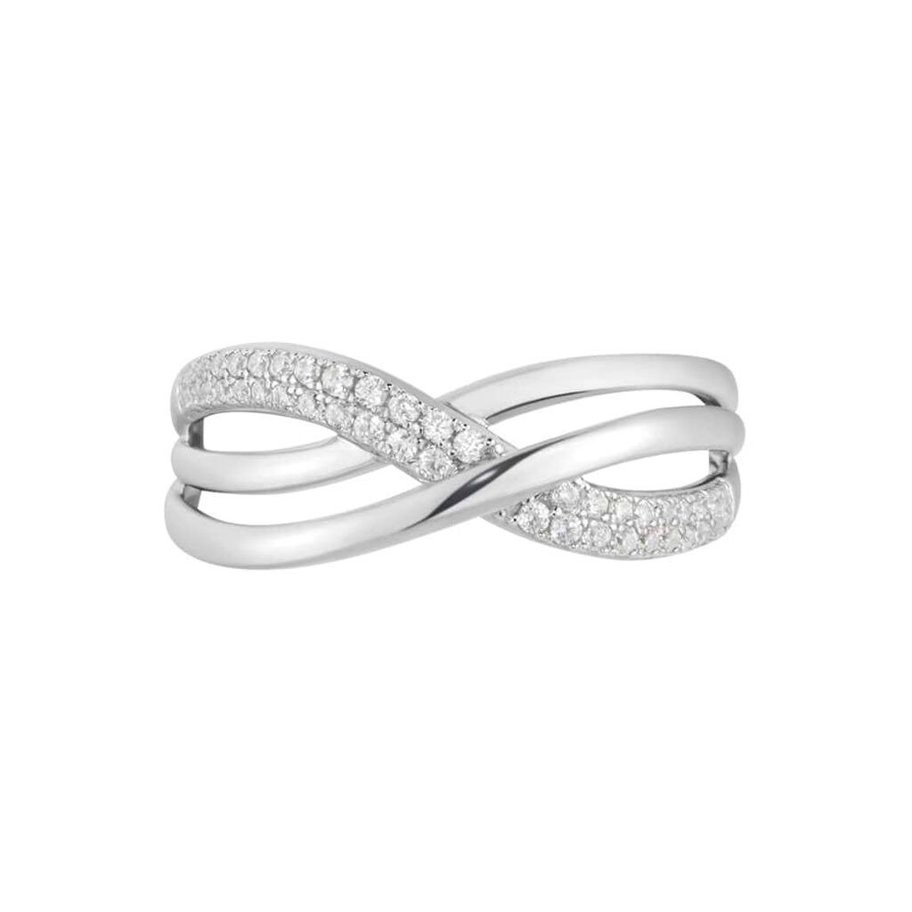 Anello Fascia Claire Oro Bianco Cubic Zirconia - Anelli a Fascia Larga Donna | Stroili